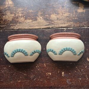 Vintage Burwood Pair of Decorative  Southwestern Decor Wall Pockets